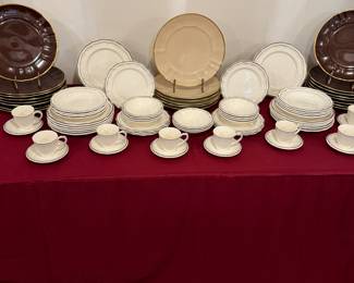 Anna Weatherly Chargers and 55pc set of Gien “Filet Taupe” Dishes