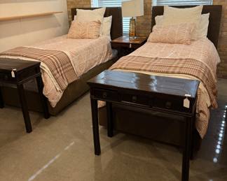 Rose Tarlow "Match Stick" Upholstered Twin Beds