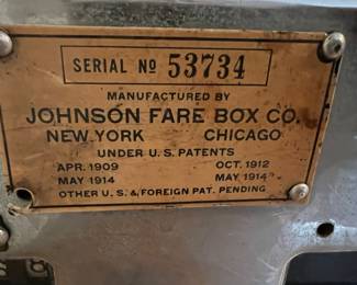 Antique Johnson Bus Token Fare Box,
