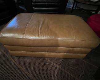 Large Leather Ottoman (opens for storage),