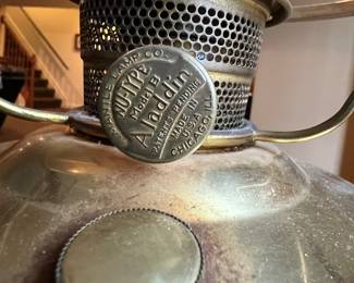 Aladdin Nu-Type Model B Fluid Lamp (brass base, green glass shade),