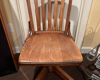 Antique Oak Rolling Office Chair,