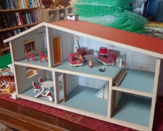 50's 60's Lundby doll house with furniture