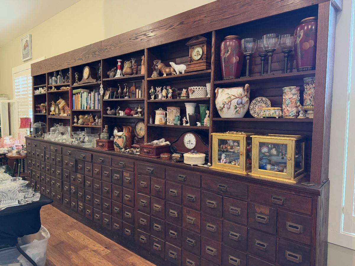 Vintage apothecary cabinet with hutch 