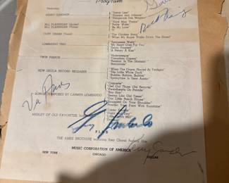 Guy Lombardo program. Lots of signatures