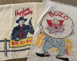 Bozo the Clown Towel, Hopalong Cassidy Towel 