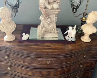 HERITAGE CHEST,  CHALKWARE BUSTS HAVE BEEN SOLD.  LAMPS AVAILABLE FOR SATURDAY PURCHASE