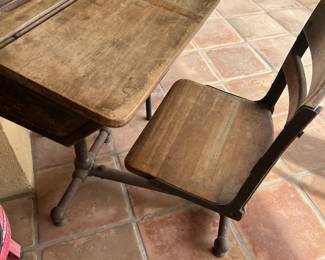 ANTIQUE SCHOOL DESK AND CHAIR