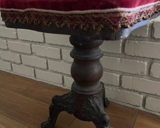 ANTIQUE PIANO/ORGAN STOOL WITH CAST IRON FEET
