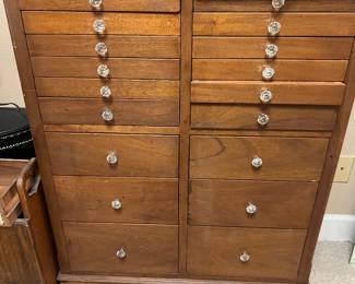 ANTIQUE DENTAL CABINET - GREAT FOR JEWELRY, SEWING NOTIONS, CRAFTS ETC.