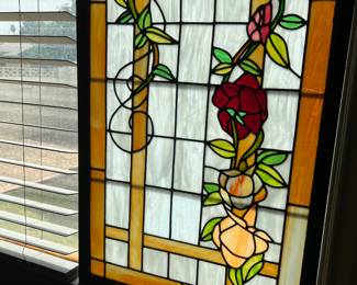 1 OF 2 STAINED GLASS PANELS