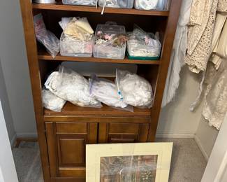 CABINET, NOTIONS, DRAPERIES, LACE TABLECLOTHS, PRINT