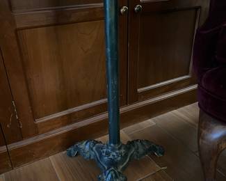 CAST IRON MARBLE TOP BISTRO TABLE - ANTIQUE 