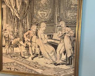 LARGE FRAMED VINTAGE TAPESTRY PANEL