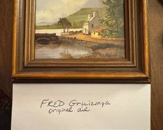 Fred Gruizinga signed miniature oil painting