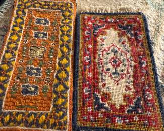 Vintage handmade needlepoint dollhouse rug
