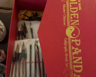 Golden panda calligraphy set