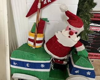 Lighted Santa on golf cart 
