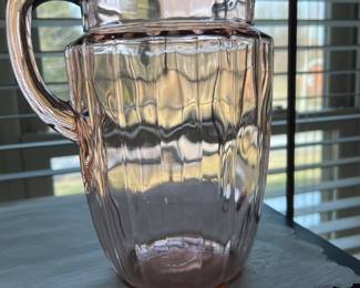 Pink depression water pitcher 