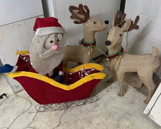 Lighted Santa and deer 