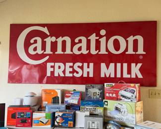Large Carnation Fresh Milk Enamel Sign