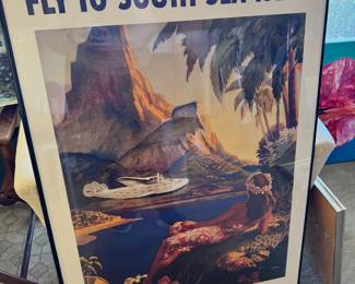 Fly to South Sea Isles Via Pan American Poster