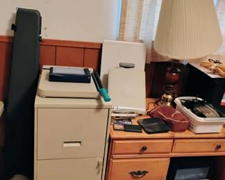 file cabinet and paper cutter