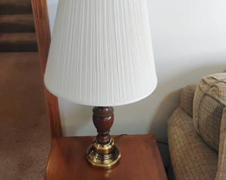 Wood lamp and mid-century end table