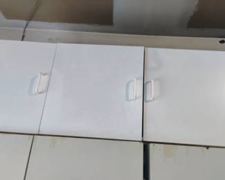 White metal cabinets
