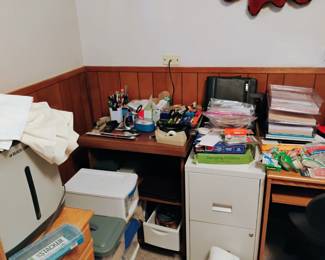office supplies and file cabinet