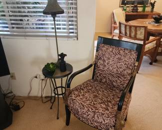 French Style Ebonized Wood Carved Dolphin Upholstered Armchair