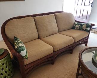 Rattan Sofa Bohemian Boho  Coastal Cottage Vintage