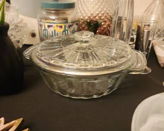 2 Quart Vintage Anchor Hocking Ribbed Clear Glass Casserole Baking Dish
