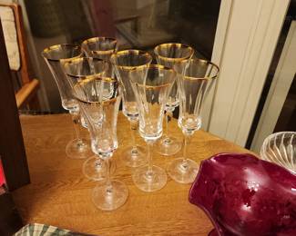 8 Mikasa Jamestown Gold retired tall champagne flutes/glasses