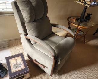La-Z-Boy Gray Recliner w/Wood Arms