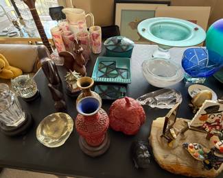 BLUE POTTERY,OWL,MURANO ASHTRAY ALL SOLD