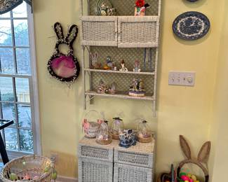 Wicker shelf and base cabinet