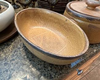 McCoy Canyon Road pottery circa 1960 with square plates and soup bowls. 