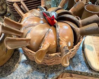 McCoy Canyon Road pottery circa 1960 with square plates and soup bowls. 