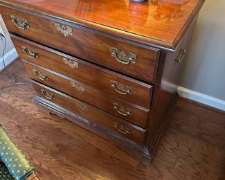Cherry chest with vintage hand painted ball iris lamp