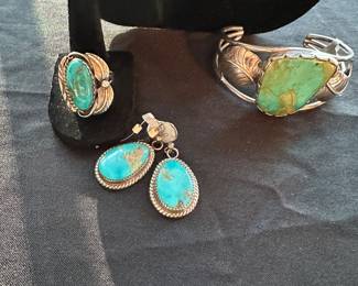 Artist Signed sterling silver Navajo style jewelry