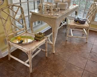 Antique wicker sofa table