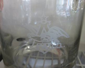 Anheuser Bush Etched Eagle Glass Ice bucket