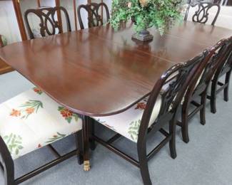 Antique Mahogany Georgian Style Dining Table Set w/10 Chairs Cira 1940's