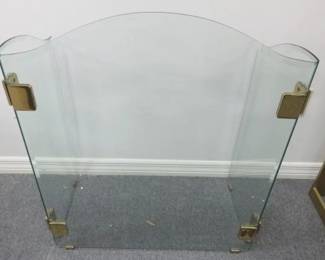 Vintage Glass/Brass Fireplace Screen
