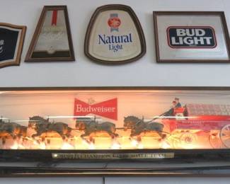 Vintage 1968 Budweiser World Champion Clydesdale Team Lighted Sign. Bud Light, Natural Light, Michelob Light Beer Wall Signs