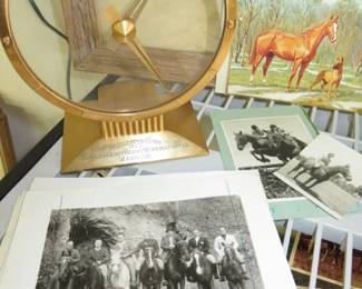 Bridlespur Hunt 1953 Middle & Heavy Weight Working Hunter Warrior Jefferson Golden Hour Clock Trophy, Vintage Black & White Horse Photographs