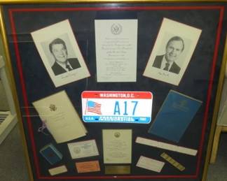 1981 Ronald Regan, George Bush Framed Inauguration Items