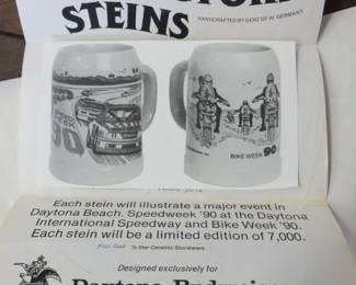 Limited Edition Daytona Budweiser Collectors Steins with prototype