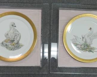 Boehm Young American 1776 Porcelain Eaglet & Edward Marshall Boehm Bird of Peace Plate in Lucite Frames